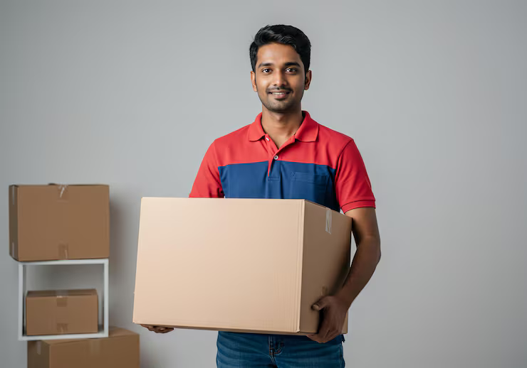 Movers packing household items